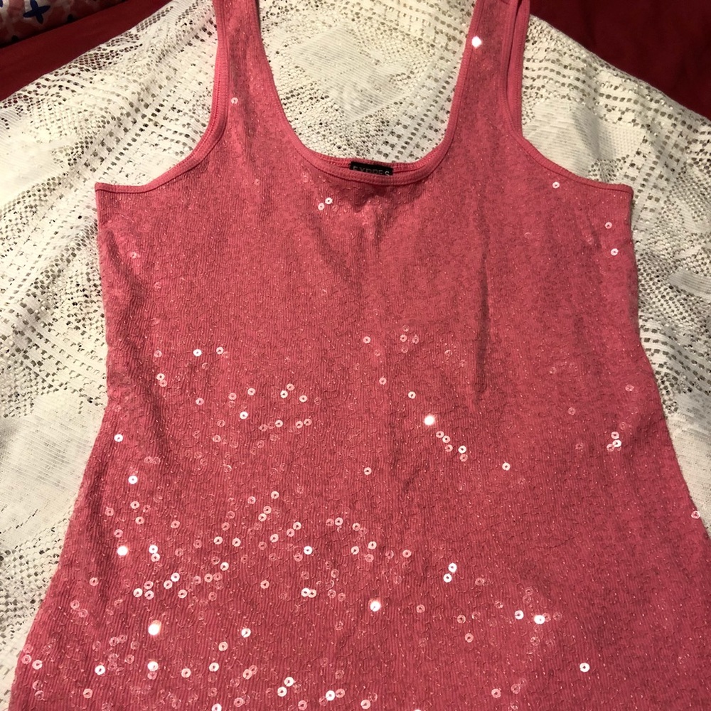 Pink sequin tank top